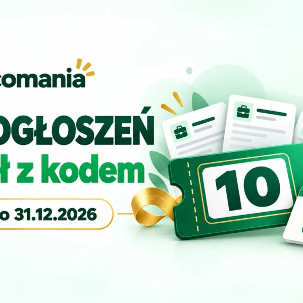 Pracomania: 10 ogłoszeń, 0 zł z kodem, do 31.12.2026